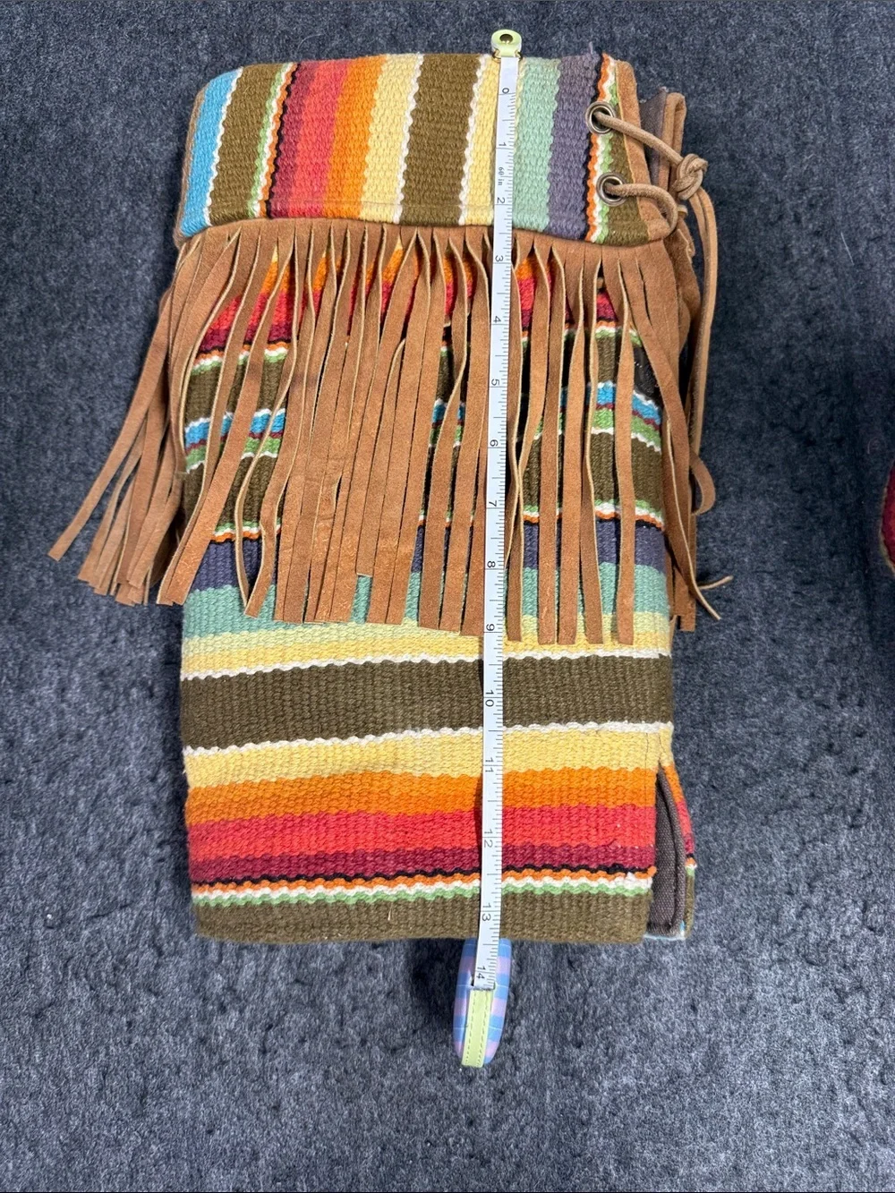 Boot Rugs Fringed Striped Knit Leg Warmers in Brown Multi - Brand Unidentified